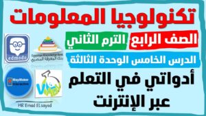 تكنولوجيا المعلومات والاتصالات الصف الرابع الدرس الخامس الوحدة الثالثة ادواتي في التعلم عبر الإنترنت
